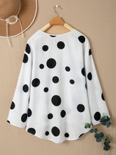 LUNE Round Neck Polka Dot Printed Short Front Long Back Summer Casual Shirt With Pocket